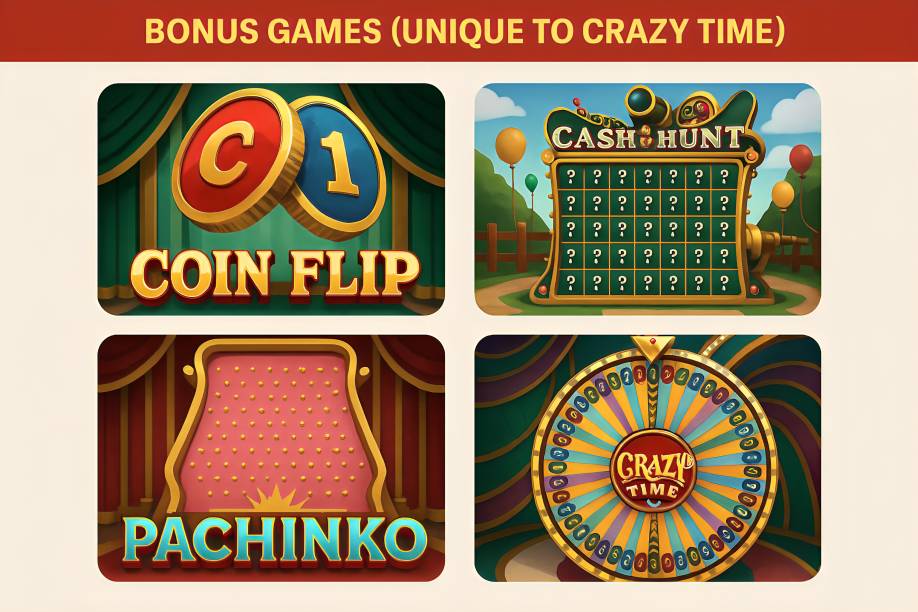 Bonus Games (Unique to Crazy Time)
